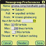 Preferences for Article List (NG) screen